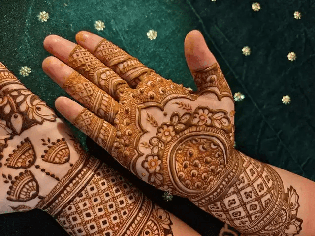 Traditional Indian mehndi designs on hands symbolizing cultural identity and storytelling motifs