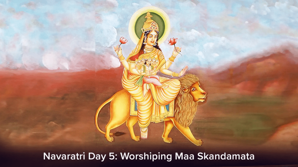 Green attire worn by devotees worshipping Maa Skandamata