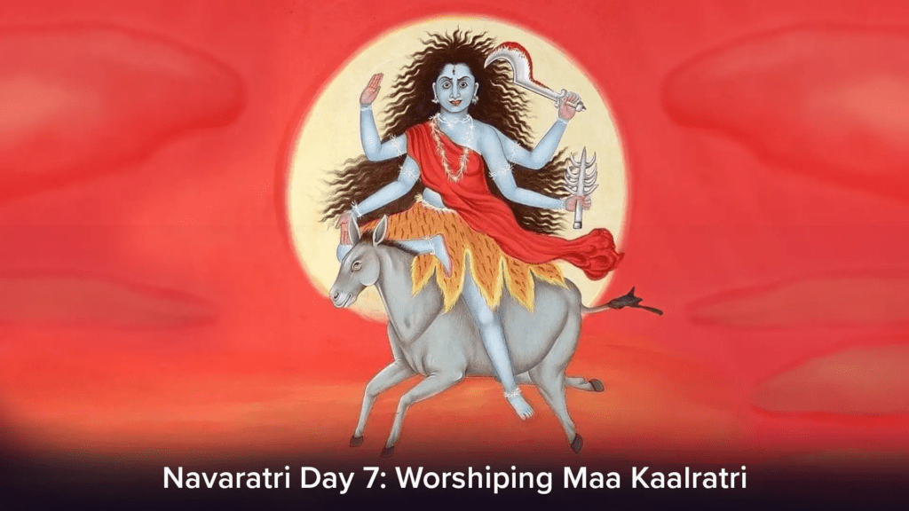 Orange attire worn during Maa Kaalratri worship symbolising power