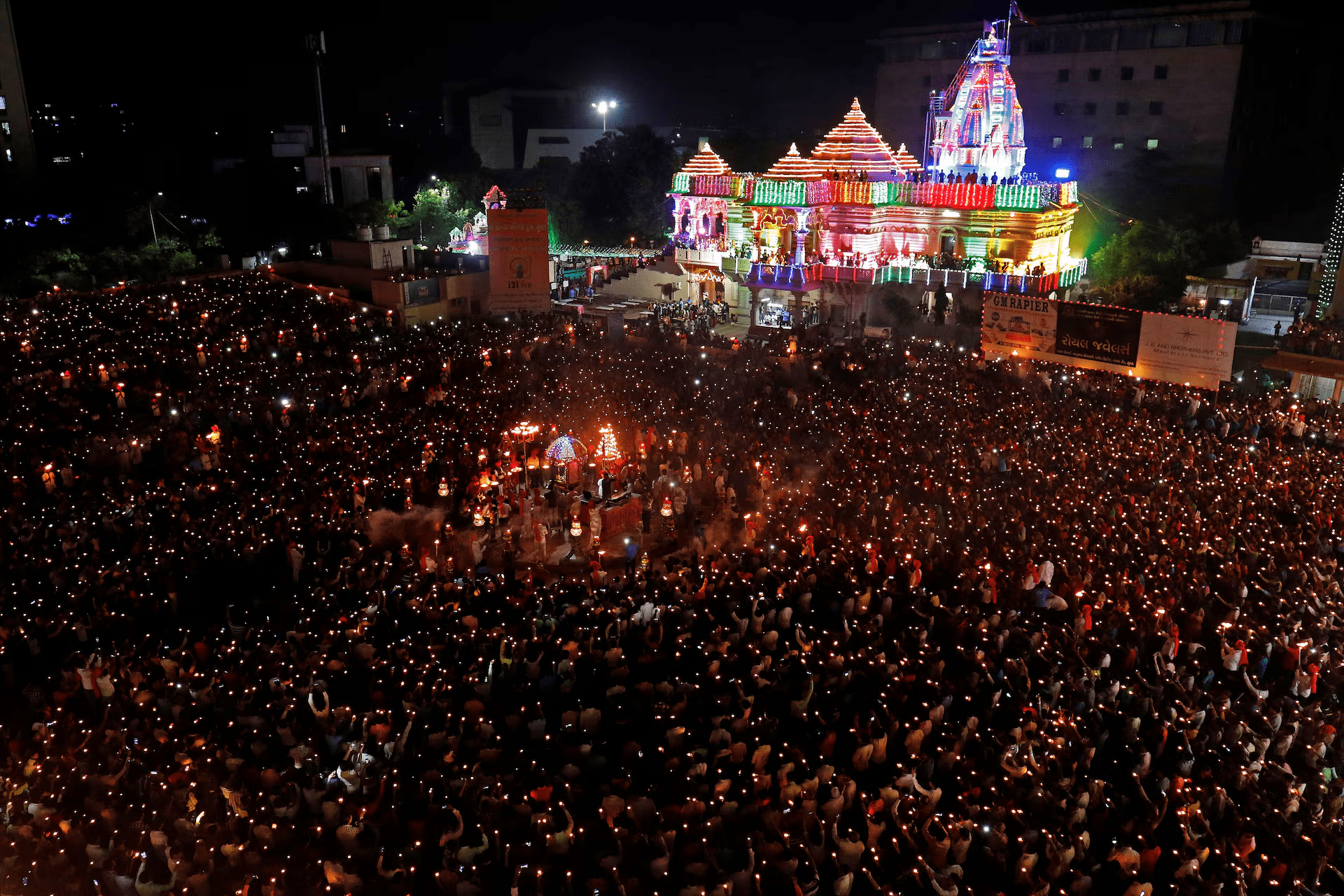 Maa Durga idol displayed during festive nights across West Bengal