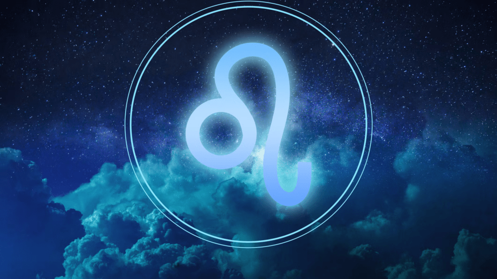 Leo zodiac horoscope illustration showing confident cosmic energy and October planetary alignment