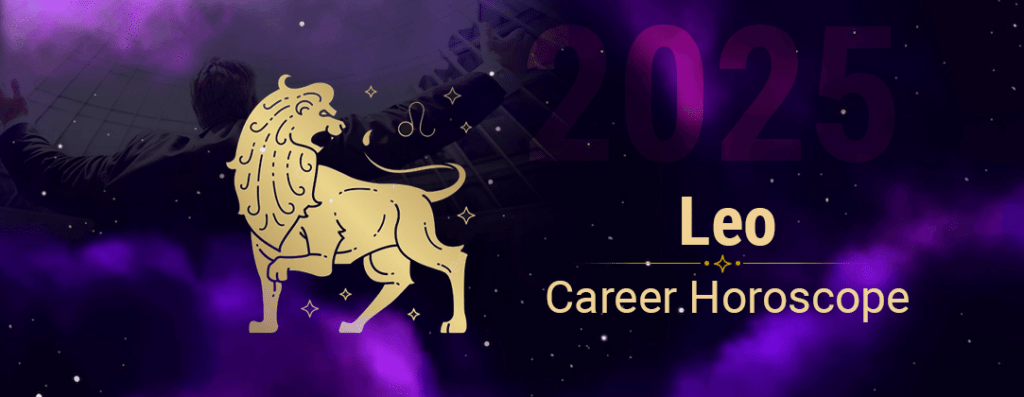 Leo career horoscope illustration showing leadership success ambition and professional clarity