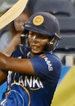 Hasini Perera plays a fighting knock for Sri Lanka during the women’s T20 chase