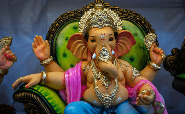 Vinayagar idol worshipped during Vinayagar Chaturthi in South India