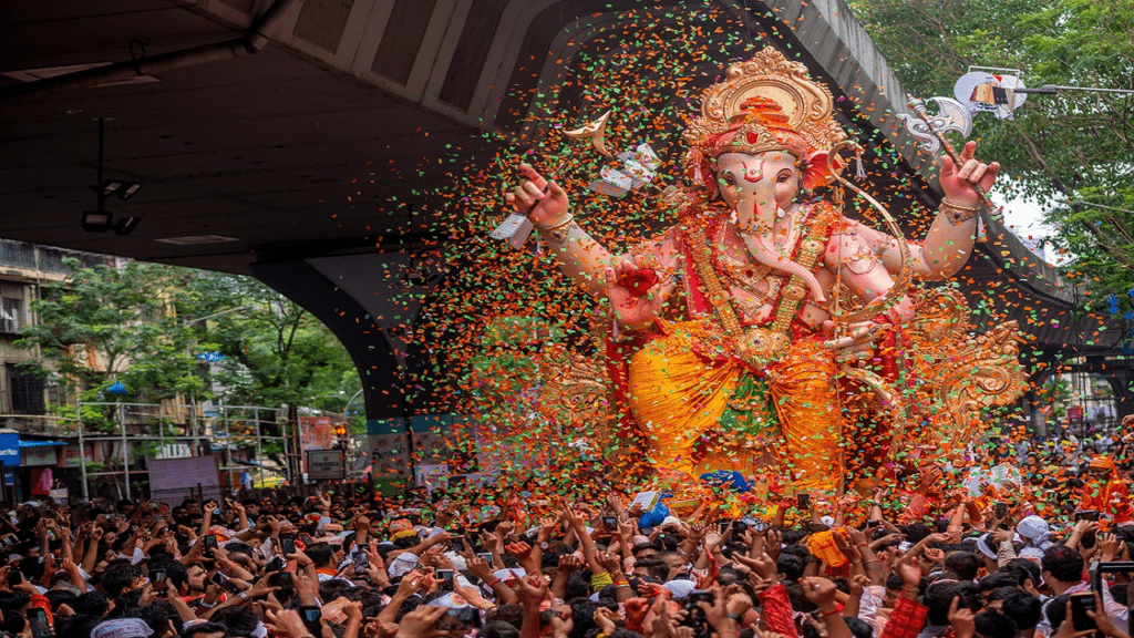 Ganesh Visarjan procession marking the end of the festival cycle