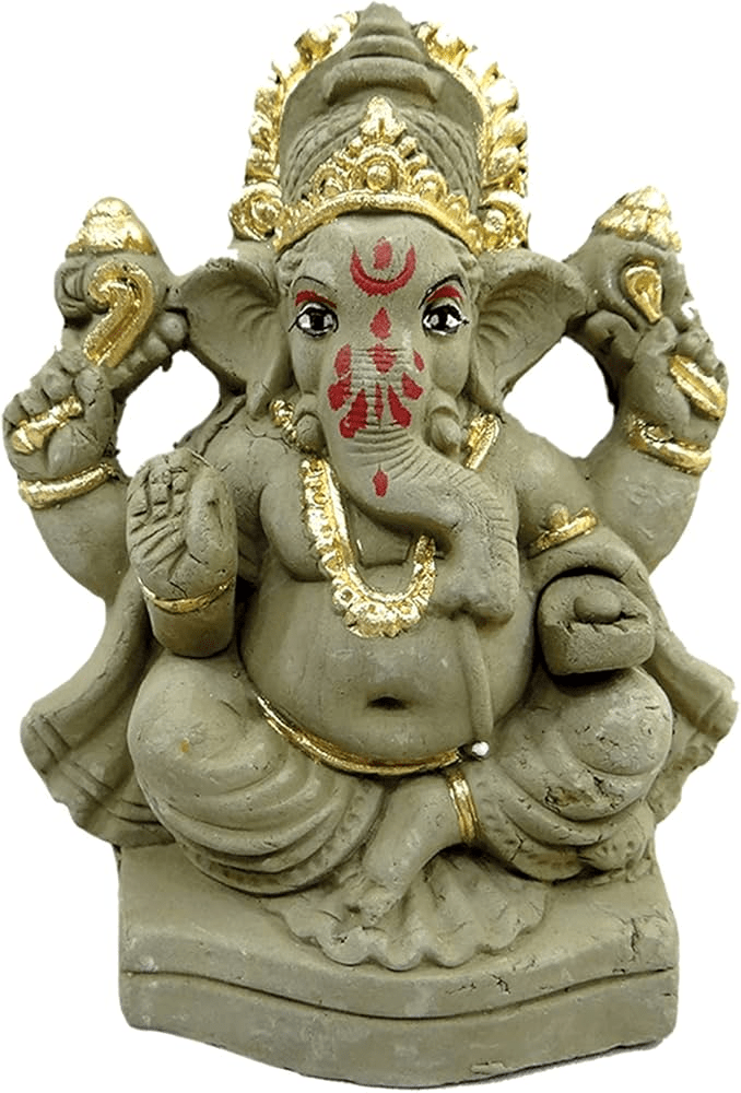 Eco-friendly clay Ganesh idol used for sustainable festival celebration