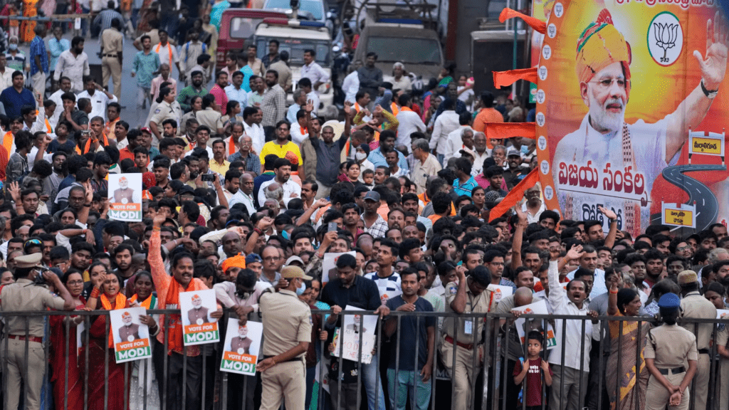 Political campaign scene highlighting importance of government employee vote bank