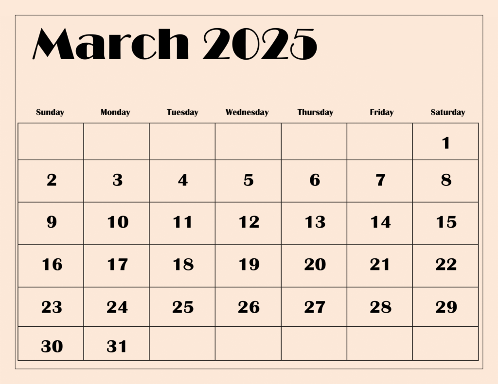 Calendar highlighting the Holi 2025 date in March