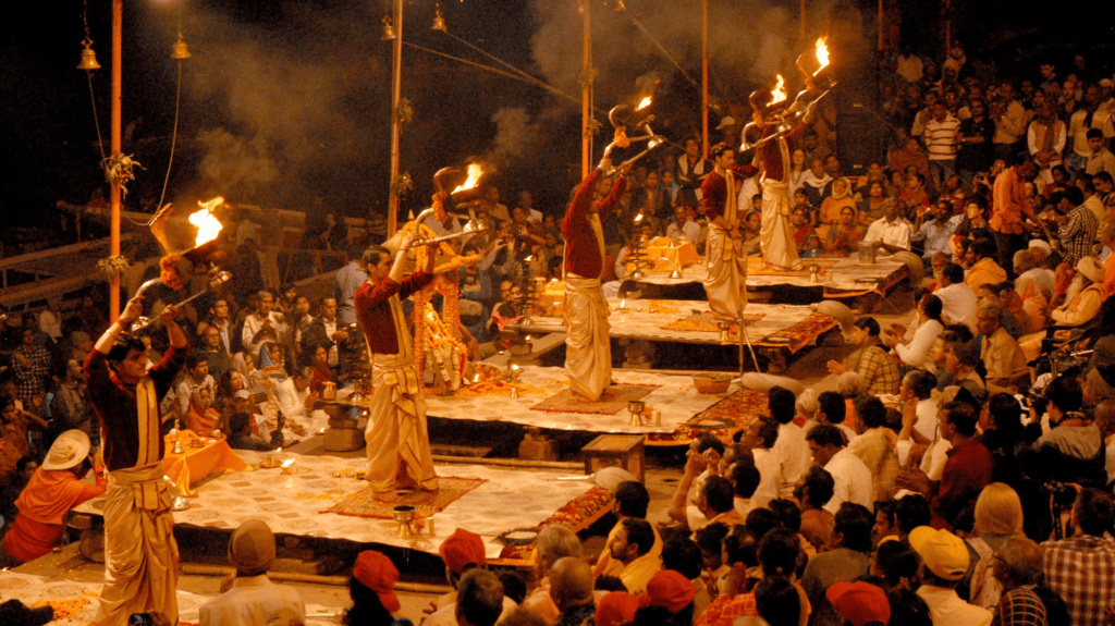 Devotees observing an all-night vigil during Maha Shivaratri